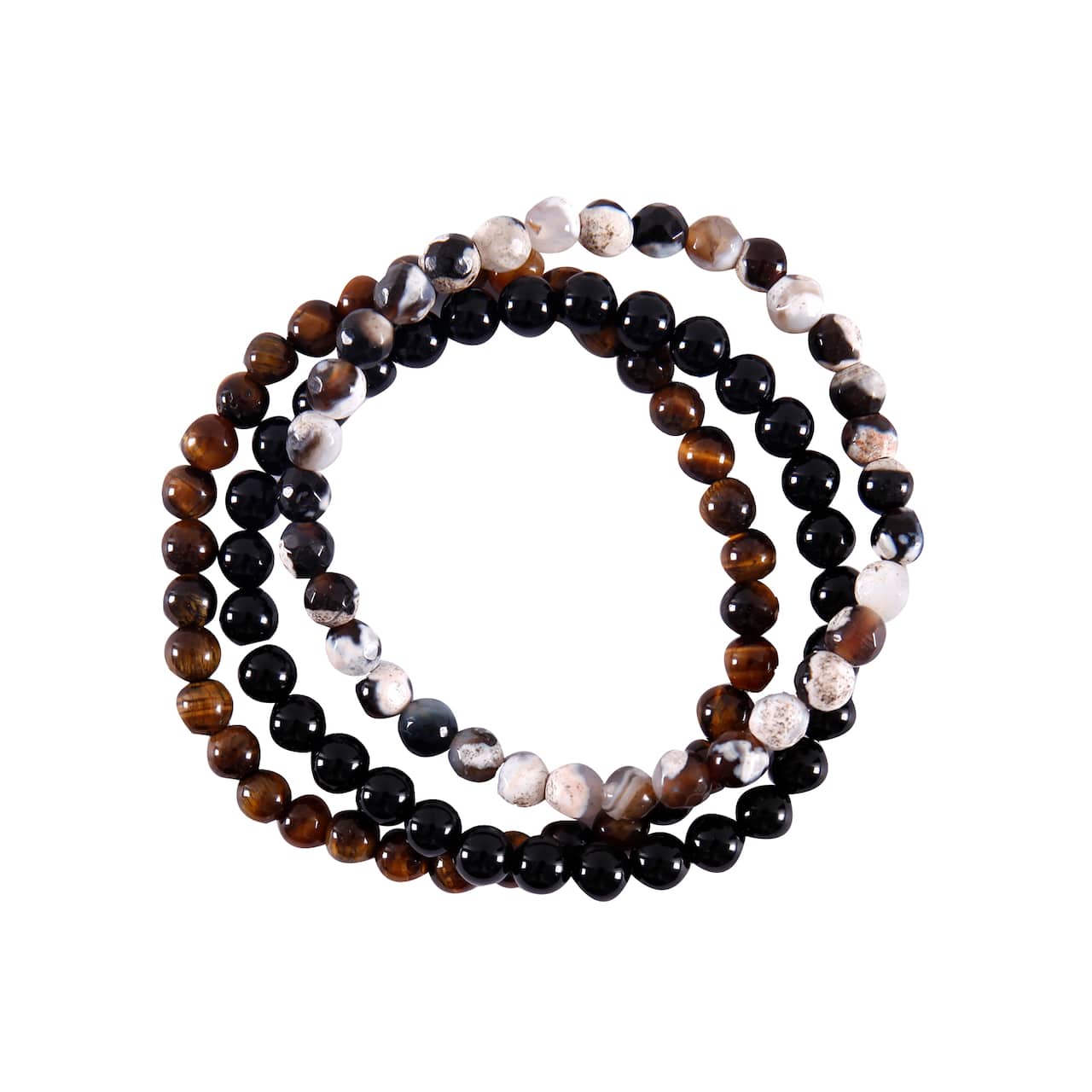 6 Packs: 3 ct. (18 total) Signature Color Shop Black Agate, Fire Agate & Tiger Eye Bracelets by Bead Landing™